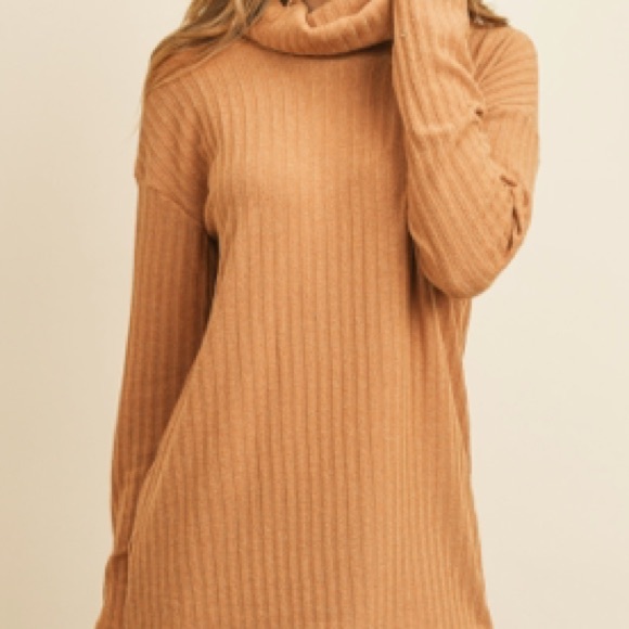 Cowl NECK POPCORN fabric lightweight knit  SWEATER- CAMEL color , NEW! - Picture 11 of 12